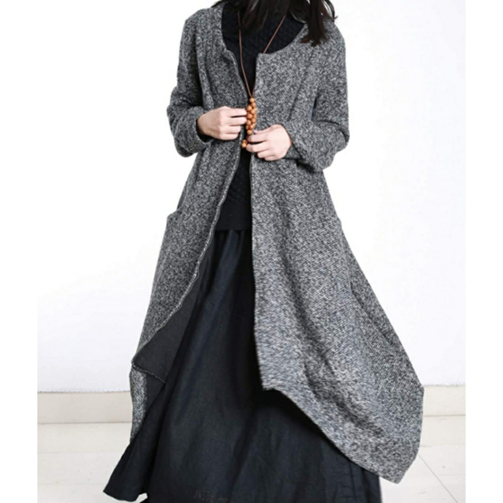 🆕️ Maxi Tweed Jacket Bud Hemline Full Zip Gray
